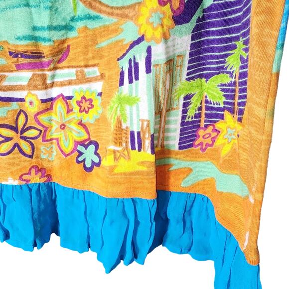 Boston Proper XS Drawstring Waist Cotton Tropical Cruise Ruffle Hem Resort Skirt - Picture 4 of 6